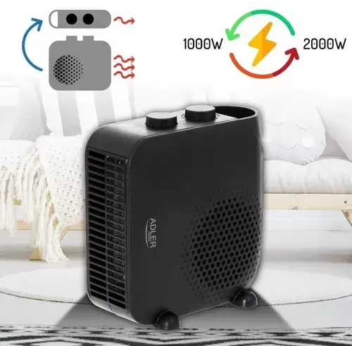 Тепловентилятор 2кВт, 220В, чёрный. ADLER AD 7725b